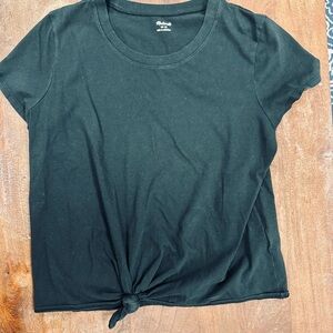 Madewell Black Short Sleeve Knot-Front Tee Minimalist Women’s Medium